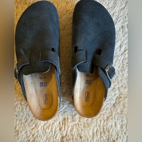 Birkenstock Boston Clogs 38 Narrow Navy Suede - Picture 3 of 4